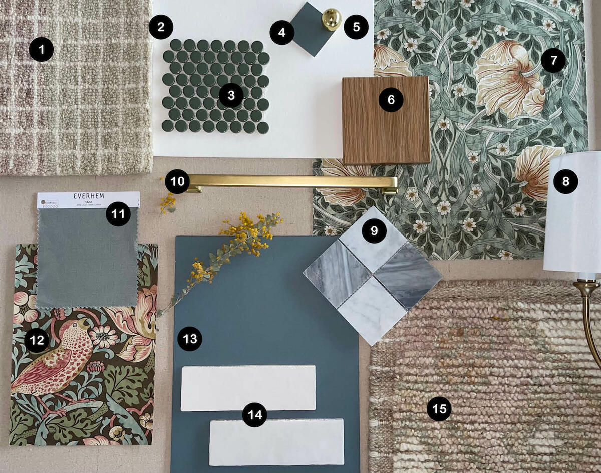 Hearth Homes Interior’s earthy mix of unlacquered brass, porcelain penny tile and plaster paints